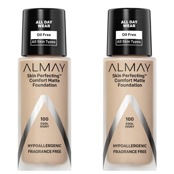 Lot of 2 Almay Skin Perfecting Comfort Matte Liquid Foundation 100 Cool Ivory - Picture 1 of 4